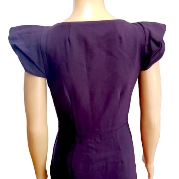 J. CREW 💯% Italian Wool Purple Styled Cap Sleeves Sheath Dress SIZE 4 - Picture 7 of 15